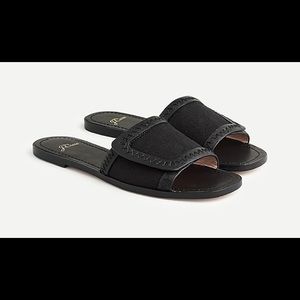 J. Crew Framed Slide Sandals Canvas & Leather NIB